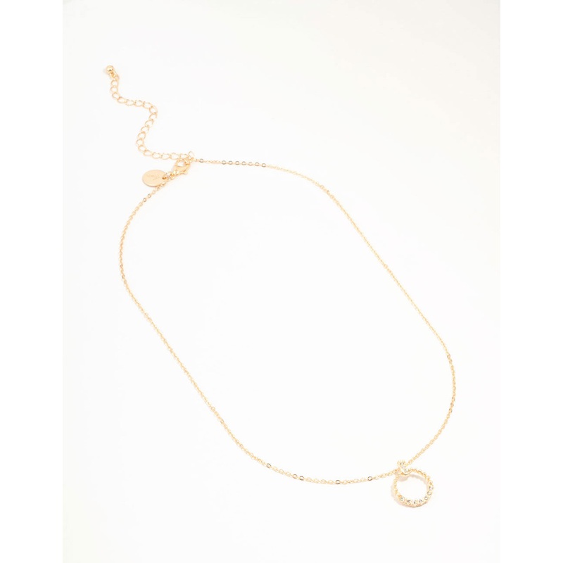 Gold Open Diamante Circle Necklace