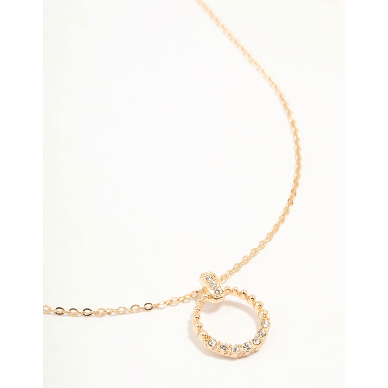 Gold Open Diamante Circle Necklace