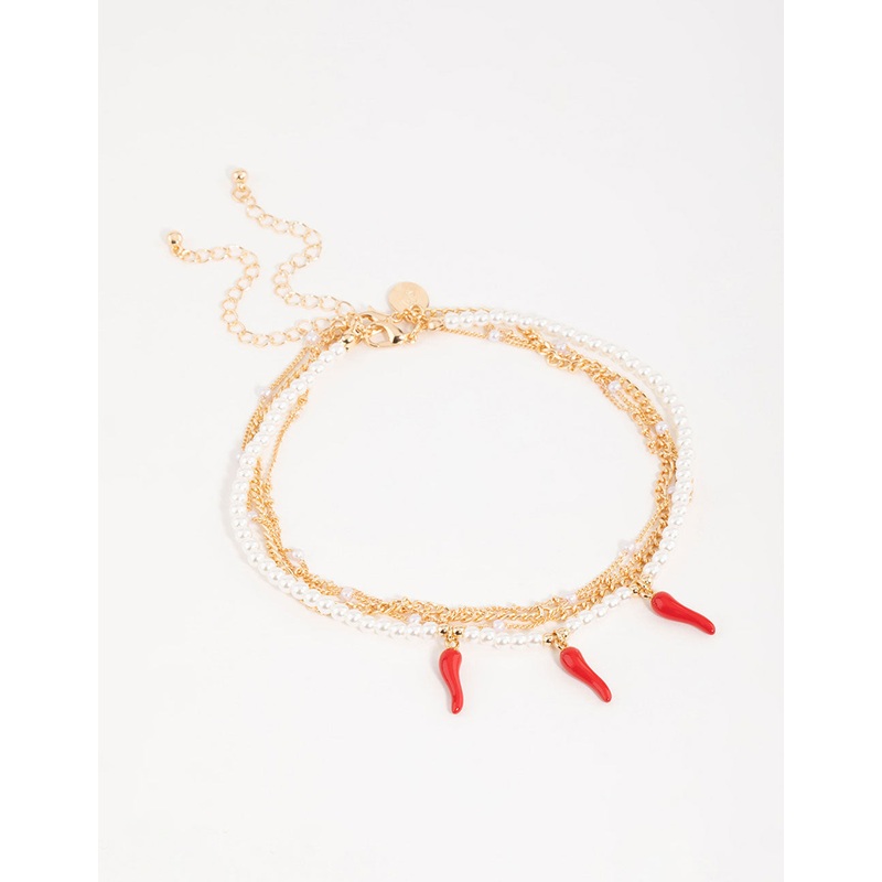 Gold Pearl & Chilli Choker Necklace