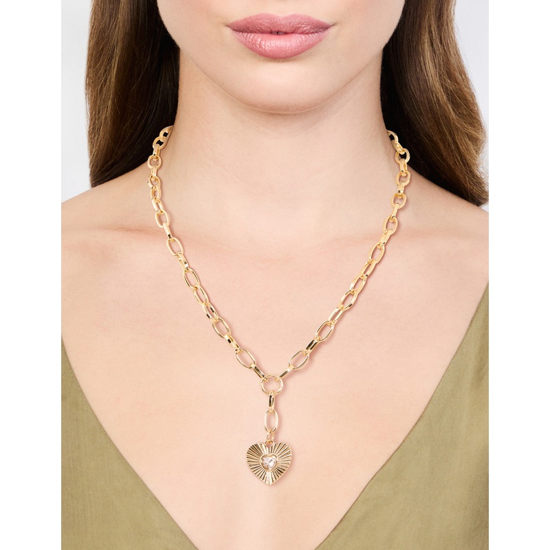 Gold Plated Heart Pendant Charm Necklace