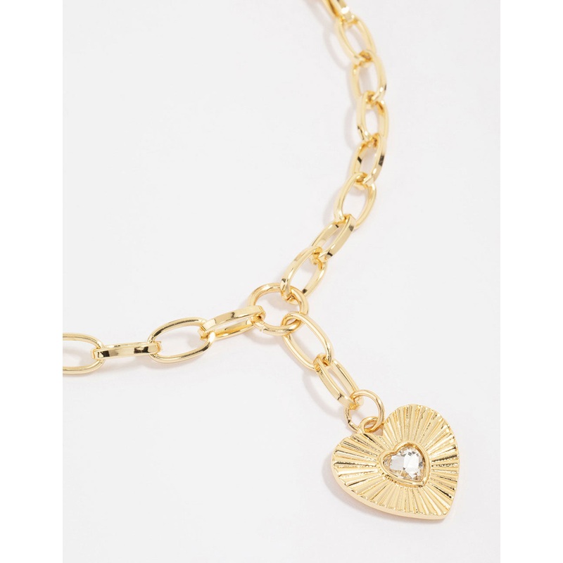 Gold Plated Heart Pendant Charm Necklace