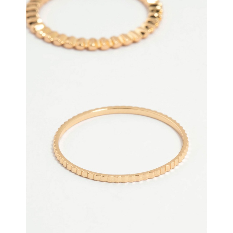 Gold Thin Wrap Circle Stacking Rings 8-Pack