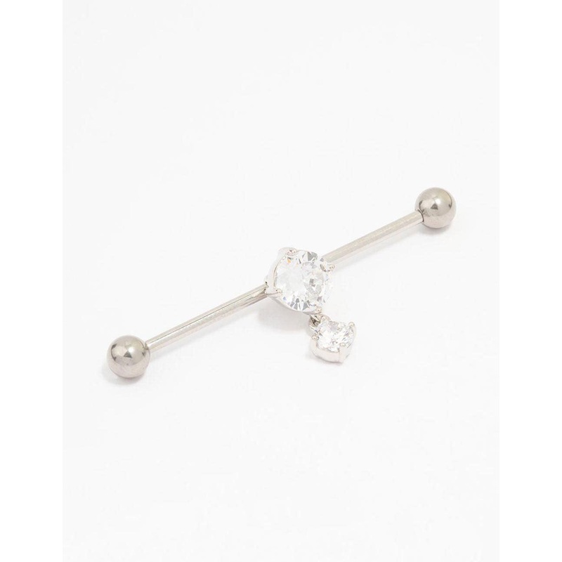 Surgical Steel Cubic Zirconia Drop Piercing Industrial Bar