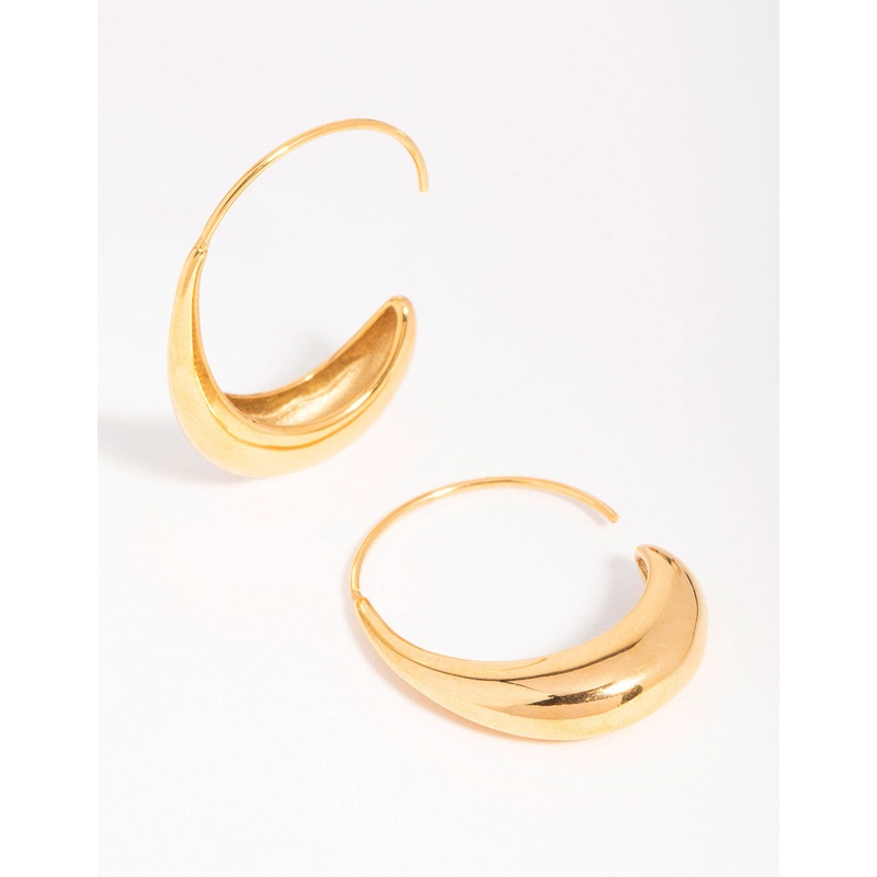 Waterproof Gold Plated Stainless Steel Thick Half Hoop Earrings