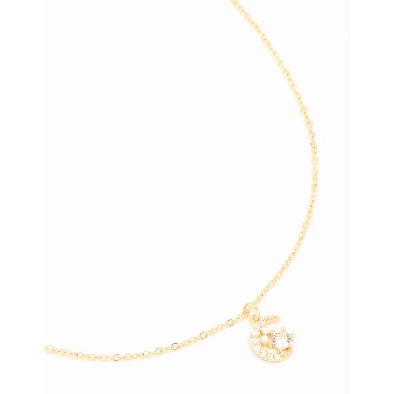 Gold Plated Cubic Zirconia Celestial Pendant Necklace