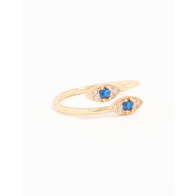 Gold Plated Evil Eye Wrap Ring