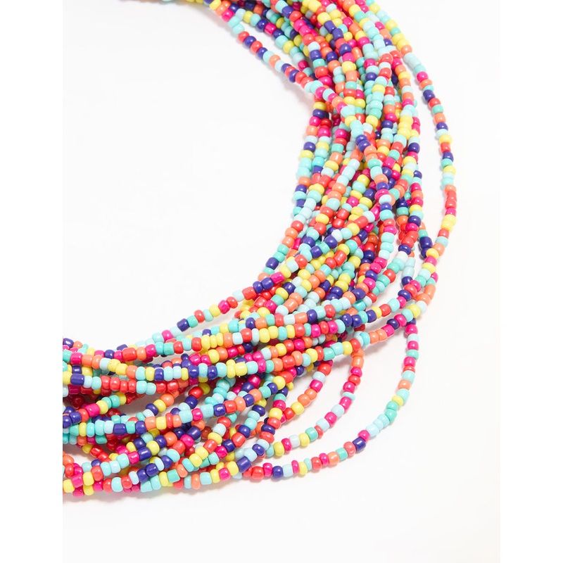 Gold Rainbow Beaded Layered Necklace