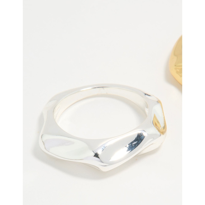 Mixed Metal Textured 2-Rings|SM|ML