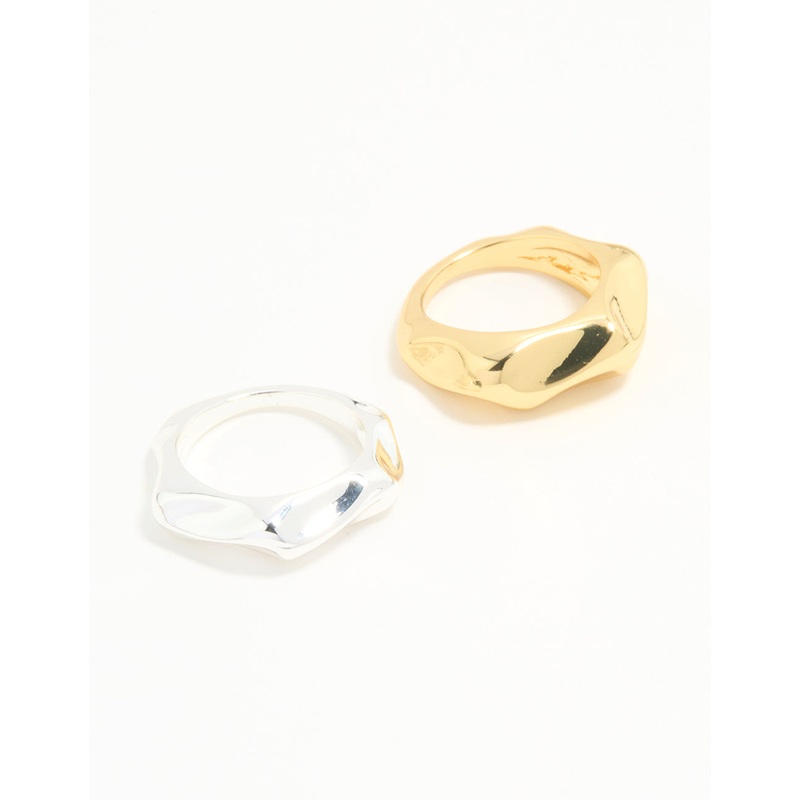 Mixed Metal Textured 2-Rings|SM|ML