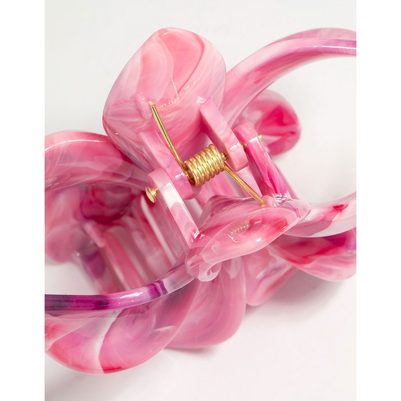 Pink Marble Frangipani Claw Clip