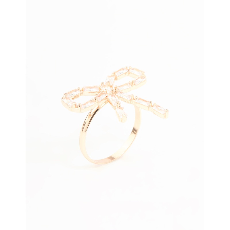 Rose Gold Diamante Bow Ring|SM|ML