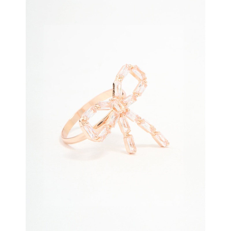Rose Gold Diamante Bow Ring|SM|ML