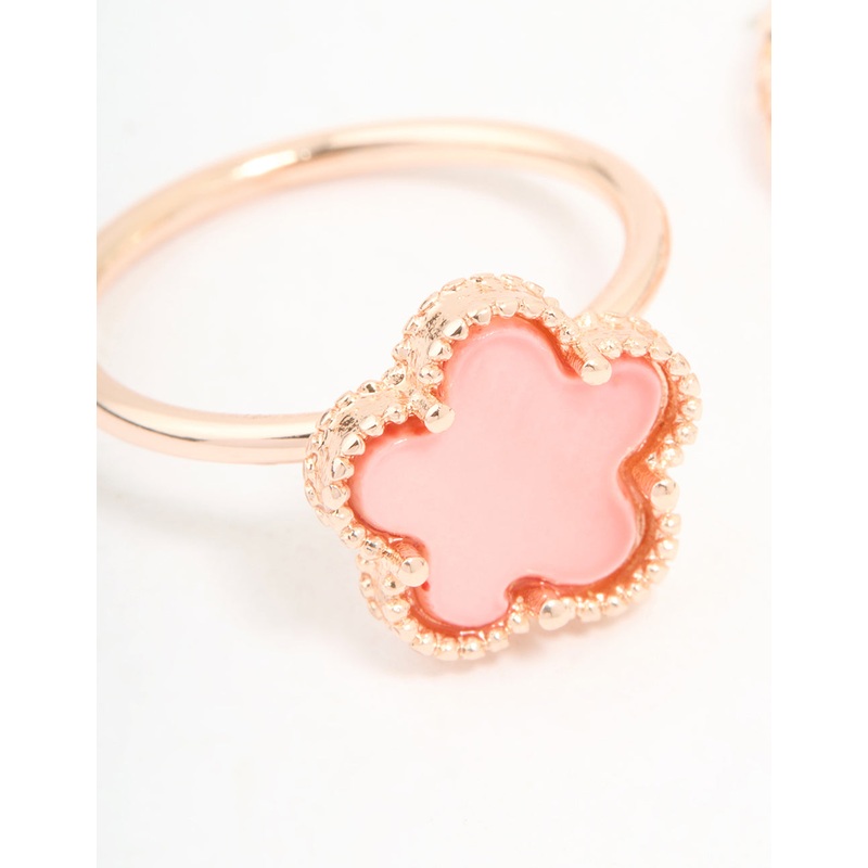 Rose Gold Flower Petal Rings 2-Pack