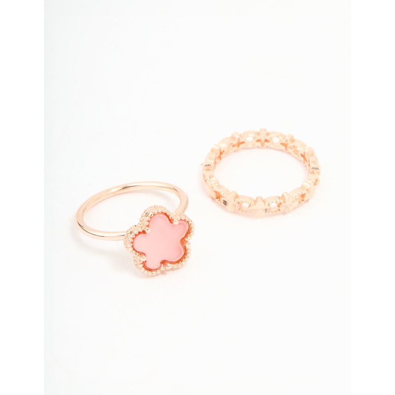 Rose Gold Flower Petal Rings 2-Pack