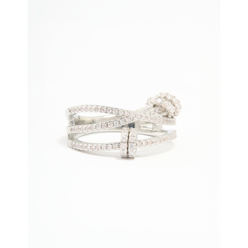 Silver Cubic Zirconia Rondell Stacked Ring