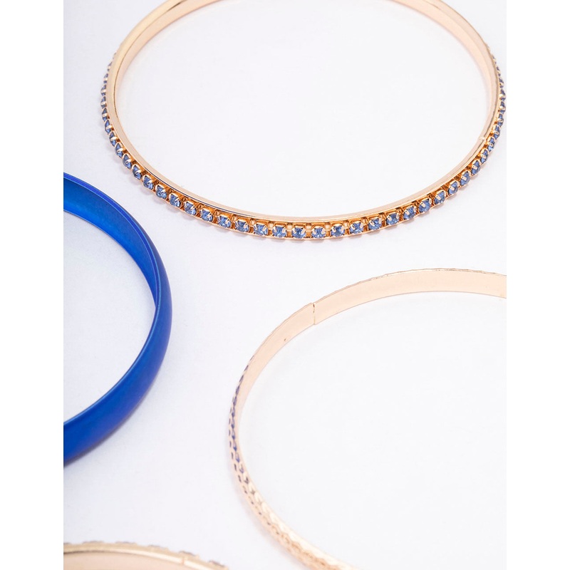 Gold Pearlised & Diamante Bangles 5-Pack