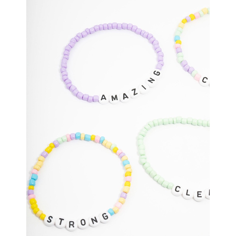 Kids Bead Brave Word Stretch Bracelet 5-Pack