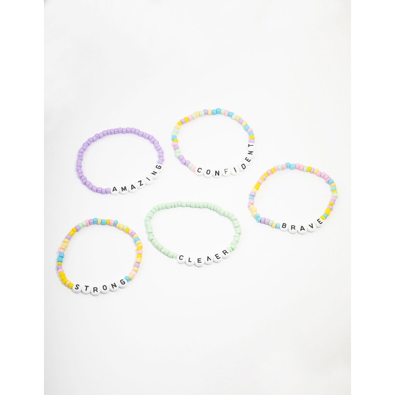 Kids Bead Brave Word Stretch Bracelet 5-Pack