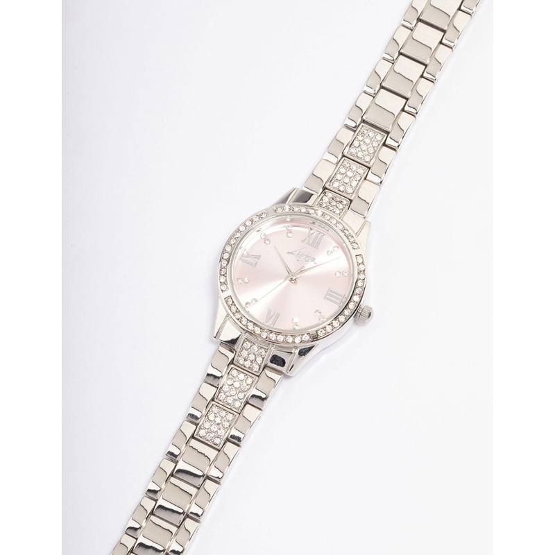 Silver Diamante Bezel & Roman Numeral Watch