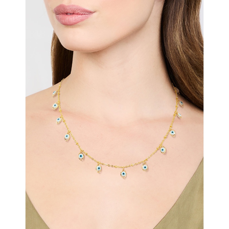 Waterproof Gold Plated Stainless Steel Evil Eye Necklace