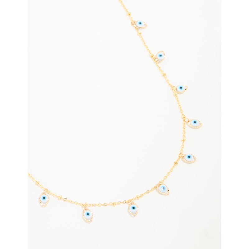 Waterproof Gold Plated Stainless Steel Evil Eye Necklace