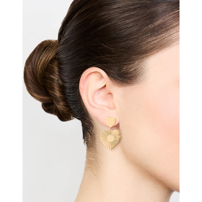 Waterproof Gold Plated Stainless Steel Heart Drop Earrings
