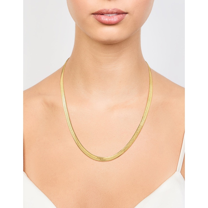 Waterproof Gold Plated Stainless Steel Herringbone Necklace
