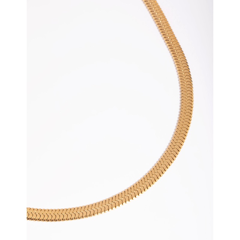 Waterproof Gold Plated Stainless Steel Herringbone Necklace
