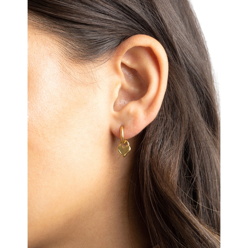 Gold Plated Surgical Steel Chunky Heart Huggie Hoop Earrings