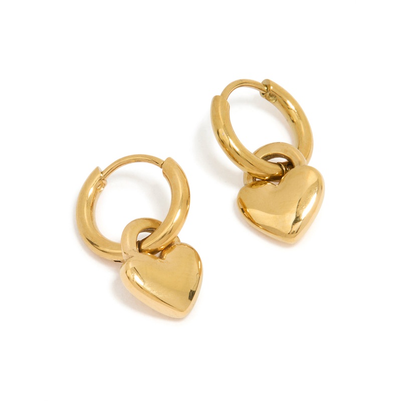 Gold Plated Surgical Steel Chunky Heart Huggie Hoop Earrings
