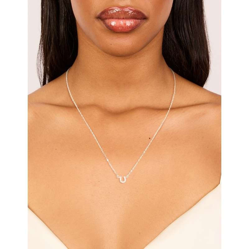 Sterling Silver Cubic Zirconia Horseshoe Necklace