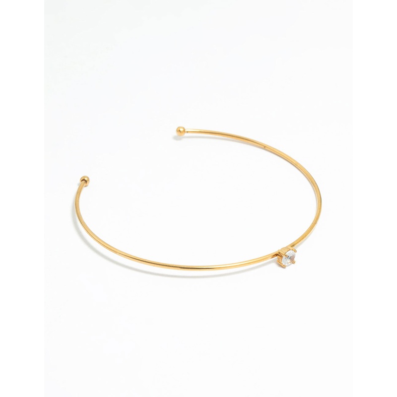 Waterproof Gold Plated Stainless Steel Cubic Zirconia Bangle