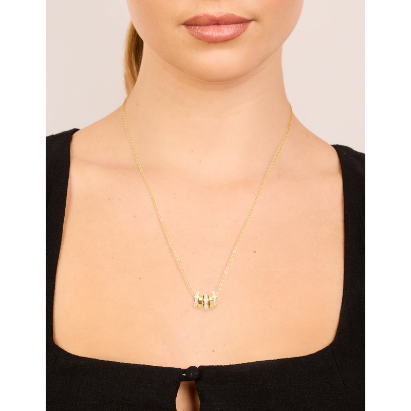 Waterproof Gold Plated Stainless Steel Cubic Zirconia Rondell Necklace