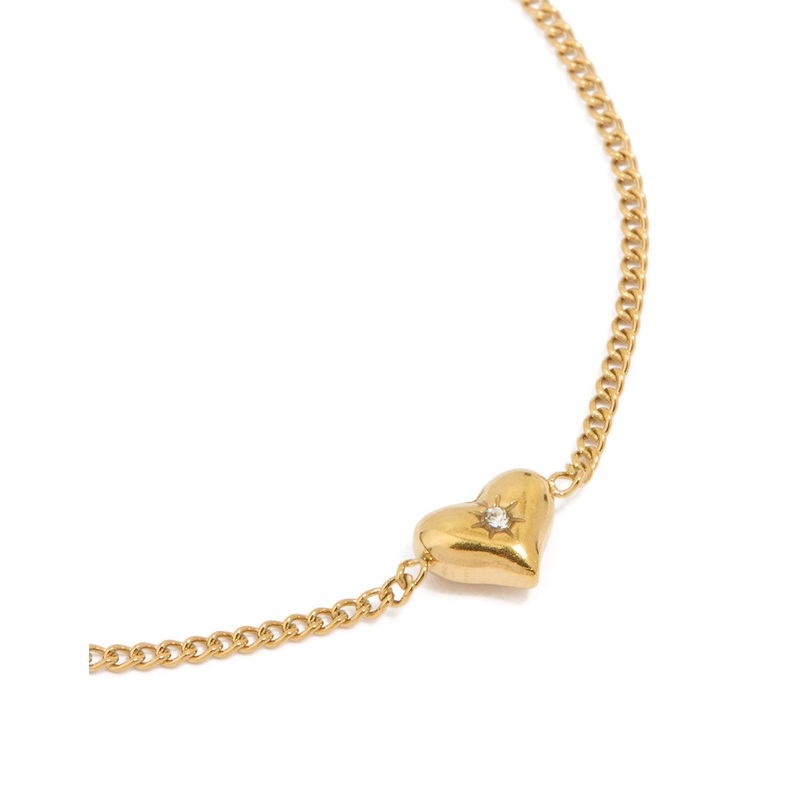 Waterproof Gold Plated Stainless Steel Dainty Heart Bracelet