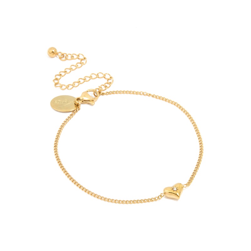 Waterproof Gold Plated Stainless Steel Dainty Heart Bracelet