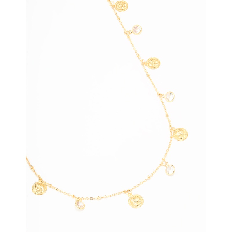 Waterproof Gold Plated Stainless Steel Diamante & Disc Waist Chain