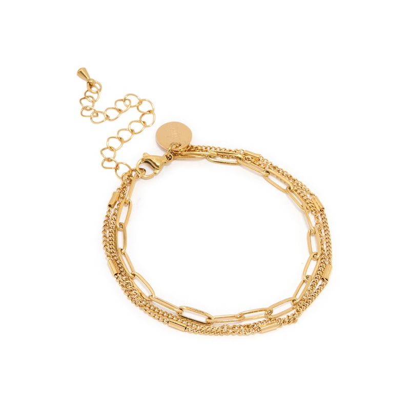 Waterproof Gold Plated Stainless Steel Layered Chain Bracelet