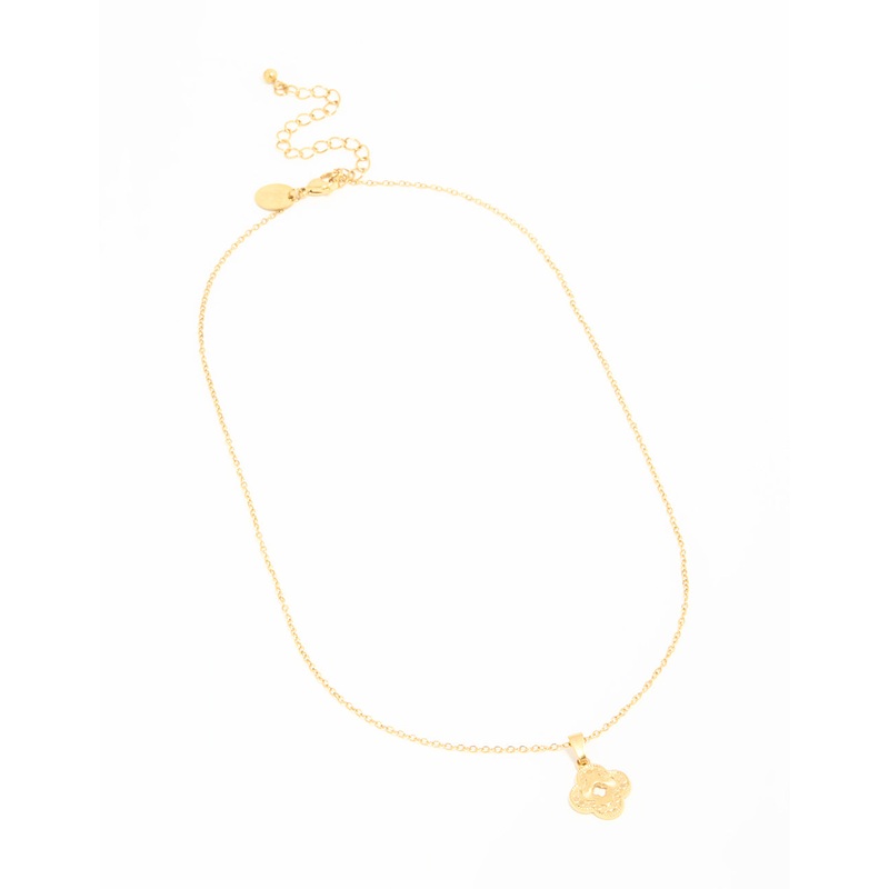 Waterproof Gold Plated Stainless Steel Petal Pendant Necklace