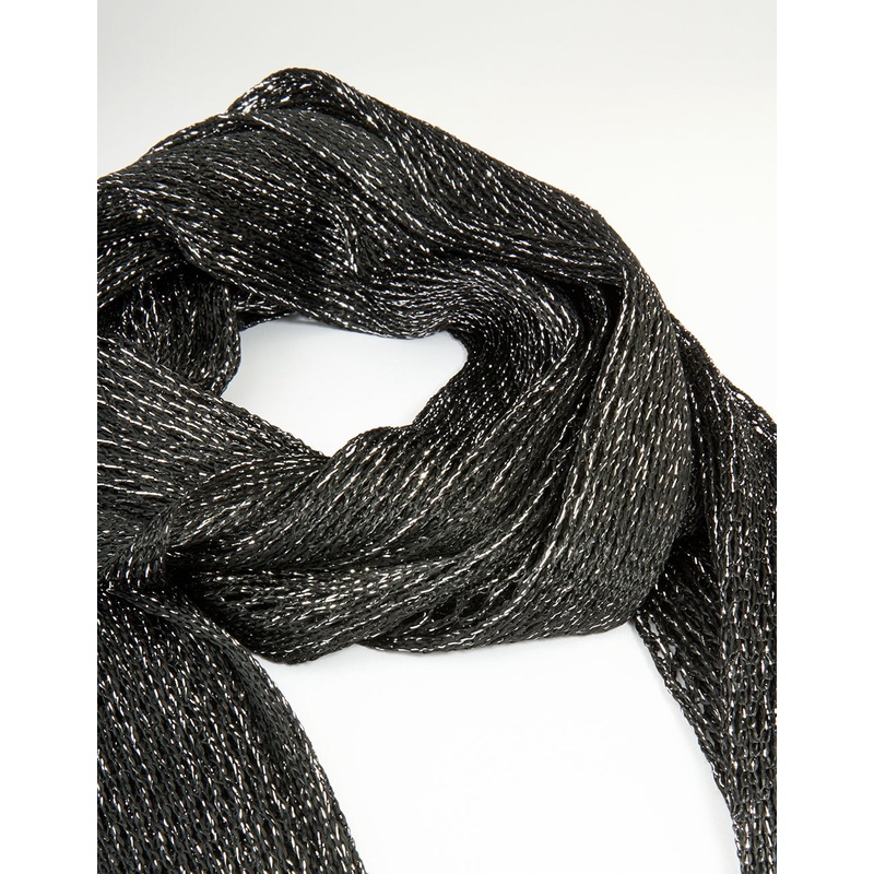 Black Glitter Fabric Draped Scarf