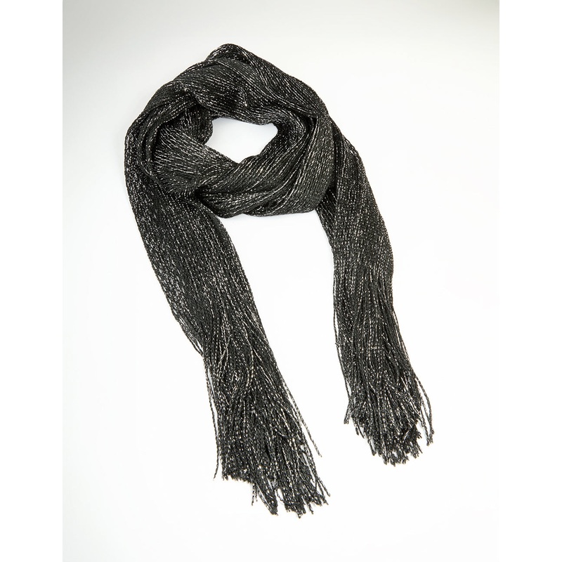 Black Glitter Fabric Draped Scarf