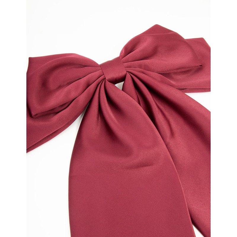 Burgundy Bow Drop Bow Hair Clip
