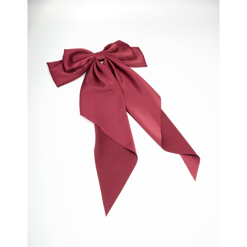 Burgundy Bow Drop Bow Hair Clip