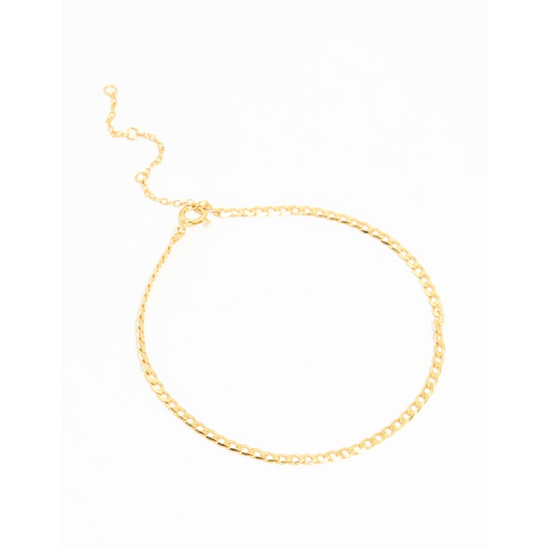 Gold Plated Sterling Silver Curb Chain Mini Bracelet