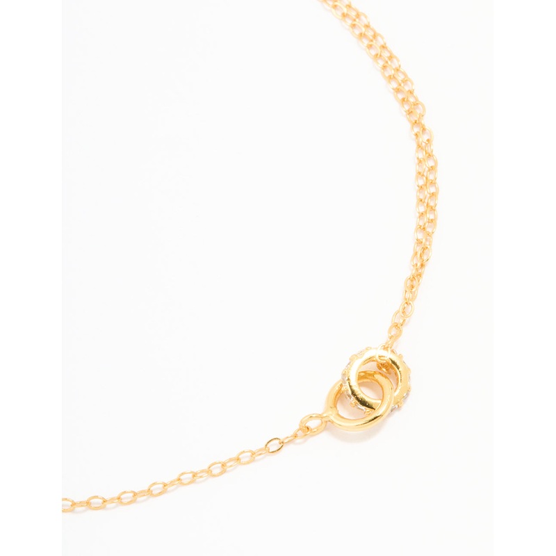 Gold Plated Sterling Silver Tiny Linked Hoops Bracelet