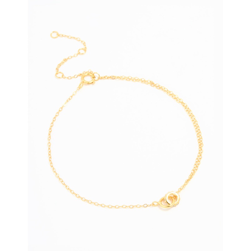 Gold Plated Sterling Silver Tiny Linked Hoops Bracelet