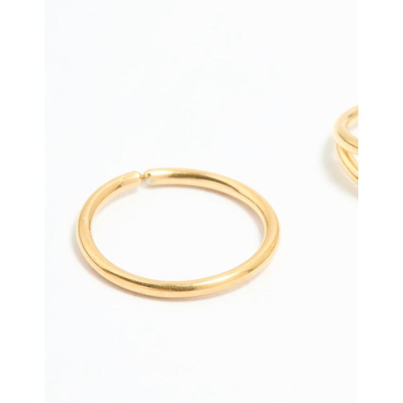 Gold Plated Surgical Steel Cubic Zirconia Layered & Smooth Nose Rings 2-Pack