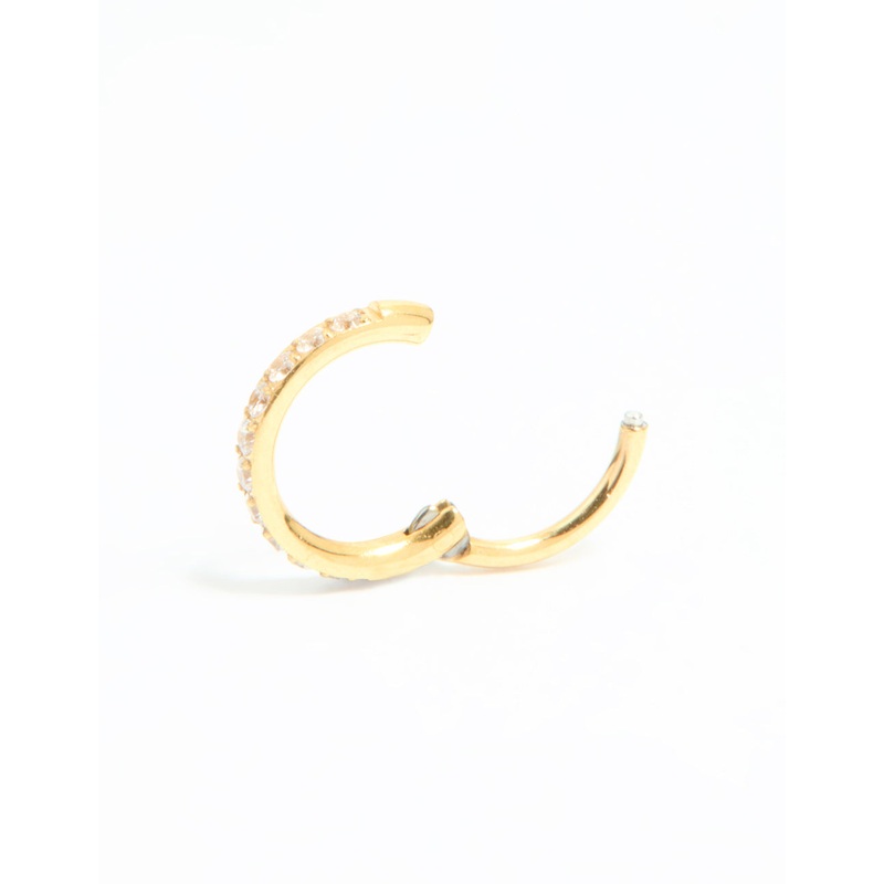 Gold Plated Surgical Steel Cubic Zirconia Micro Clicker