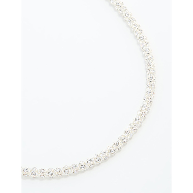 Silver Plated Diamante Fireball Chain Necklace