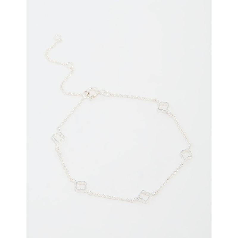 Sterling Silver Hollow Flower Bracelet