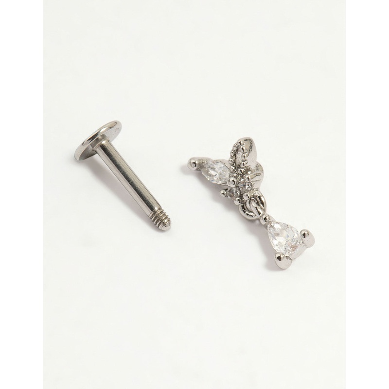 Surgical Steel Cubic Zirconia Marquise Drop Flat Back Stud